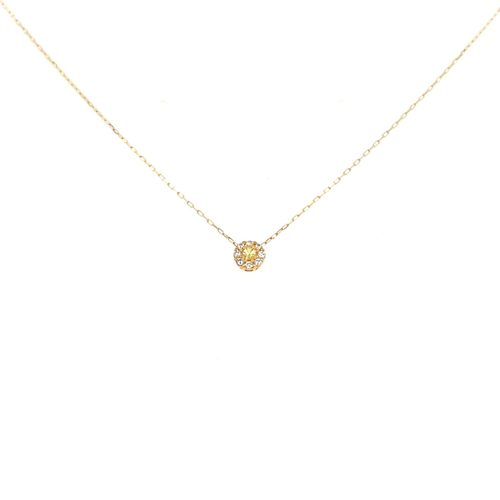 Yellow Sapphire Round Flower Necklace 0.02/0.04ct - JMW Jewelry Wholesale