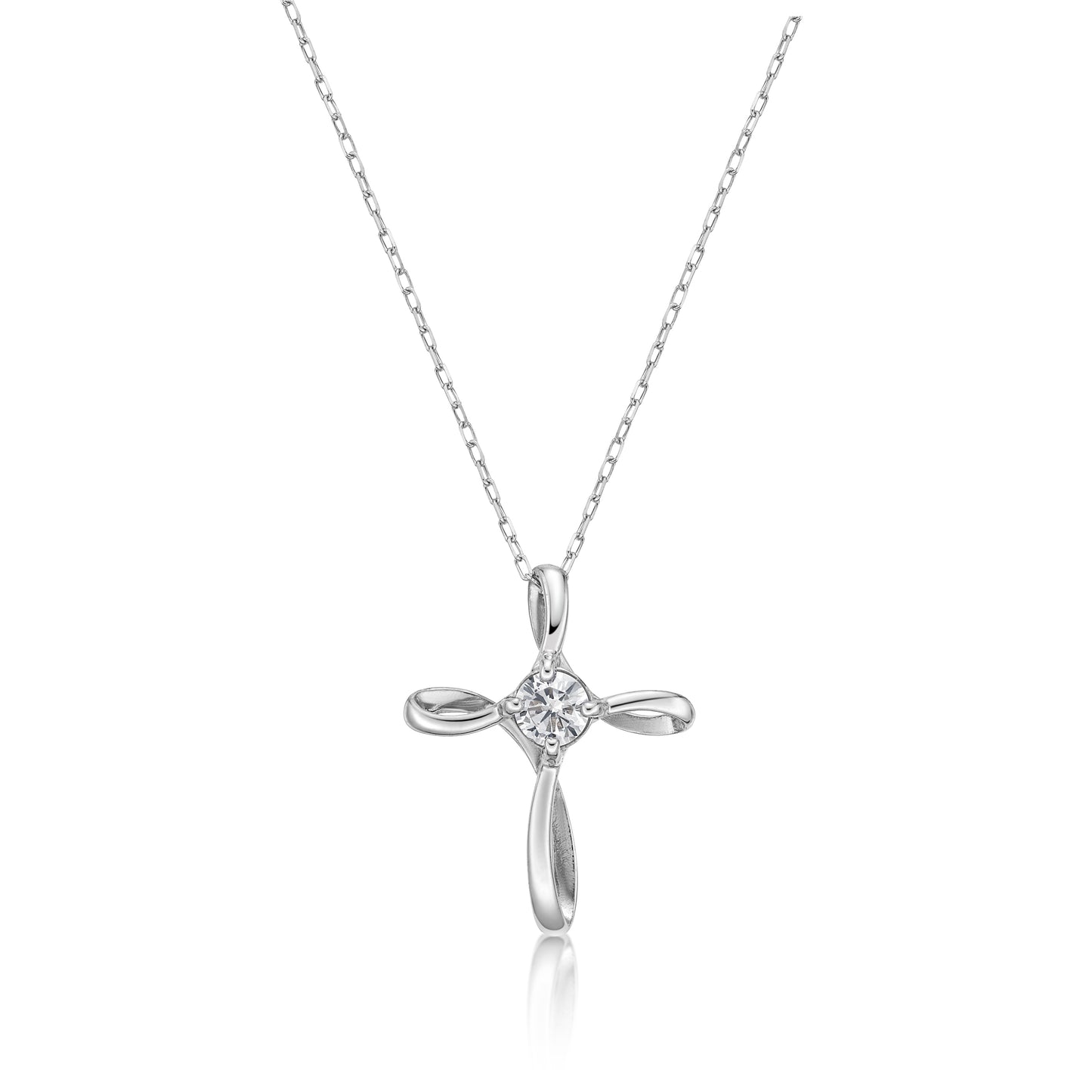 Single Dia Cross Necklace 0.08ct