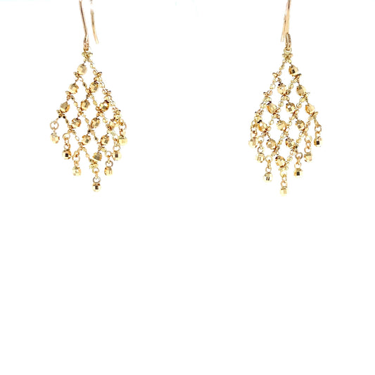 Gold Beads Rhombus Shape Drop Earrings