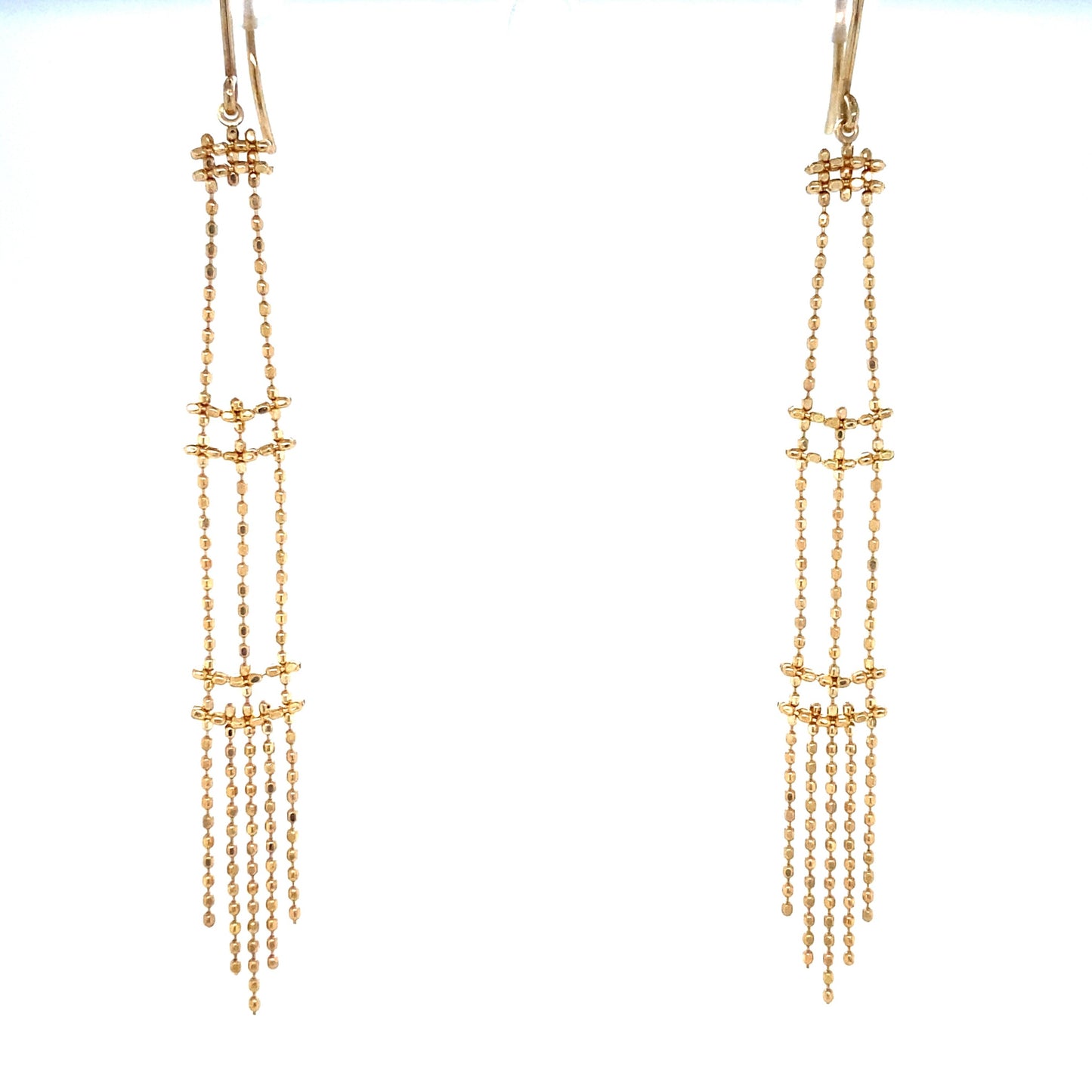 Gold Beads Long Drop Earrings