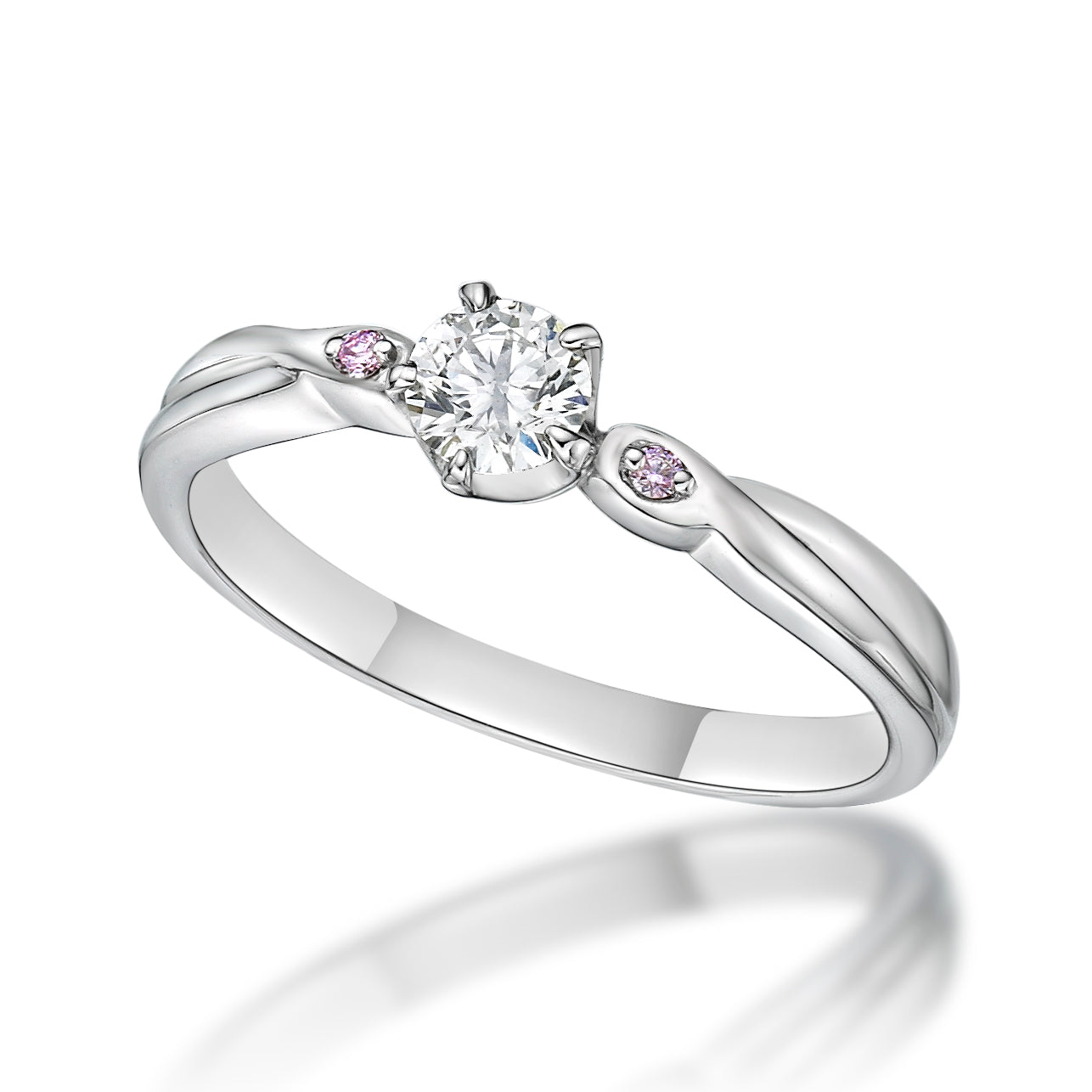 HC Single Dia with side Pink Dia Ring 0.2/0.016ct