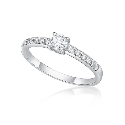 4 Claw Dia Pave Ring 0.2/0.17ct