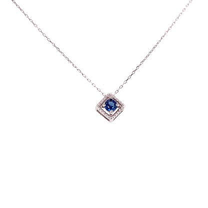 Rhombus Birthstone Necklace (Sep - Sapphire)