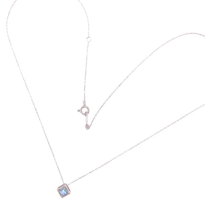 Rhombus Birthstone Necklace (Mar - Aquamarine)