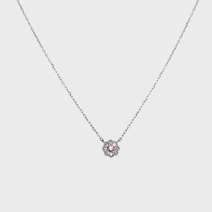 Pink Dia Flower Necklace 0.03ct/0.05ct