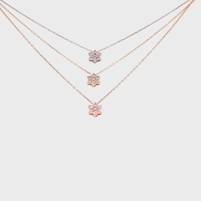 Pink Dia Hexagram Necklace 0.012ct/0.08ct