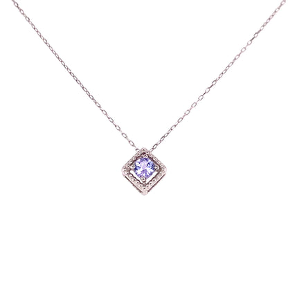 Rhombus Birthstone Necklace (Dec - Tanzanite)