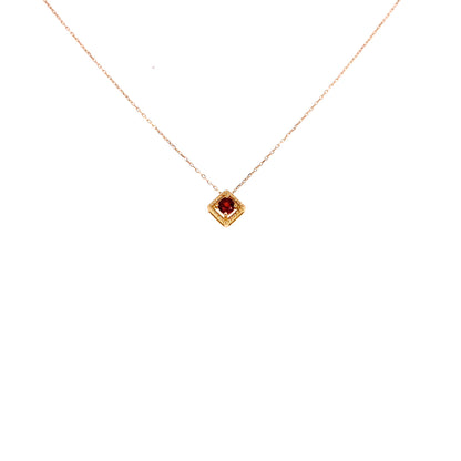 Rhombus Birthstone Necklace (Jan - Garnet)