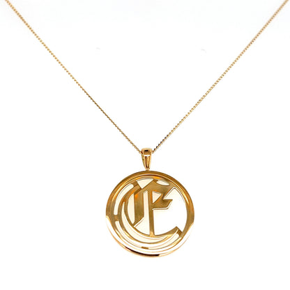 Gold Round Initial E Necklace
