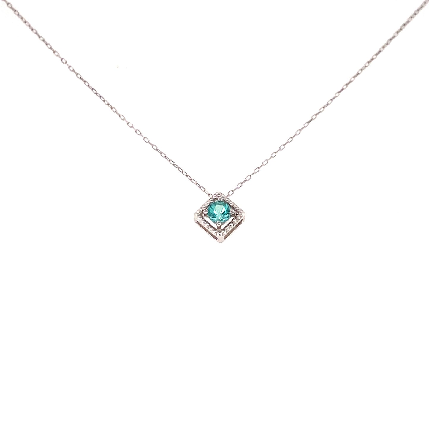Rhombus Birthstone Necklace (May - Emerald)