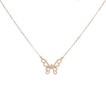Single Dia Butterfly Necklace 0.01ct