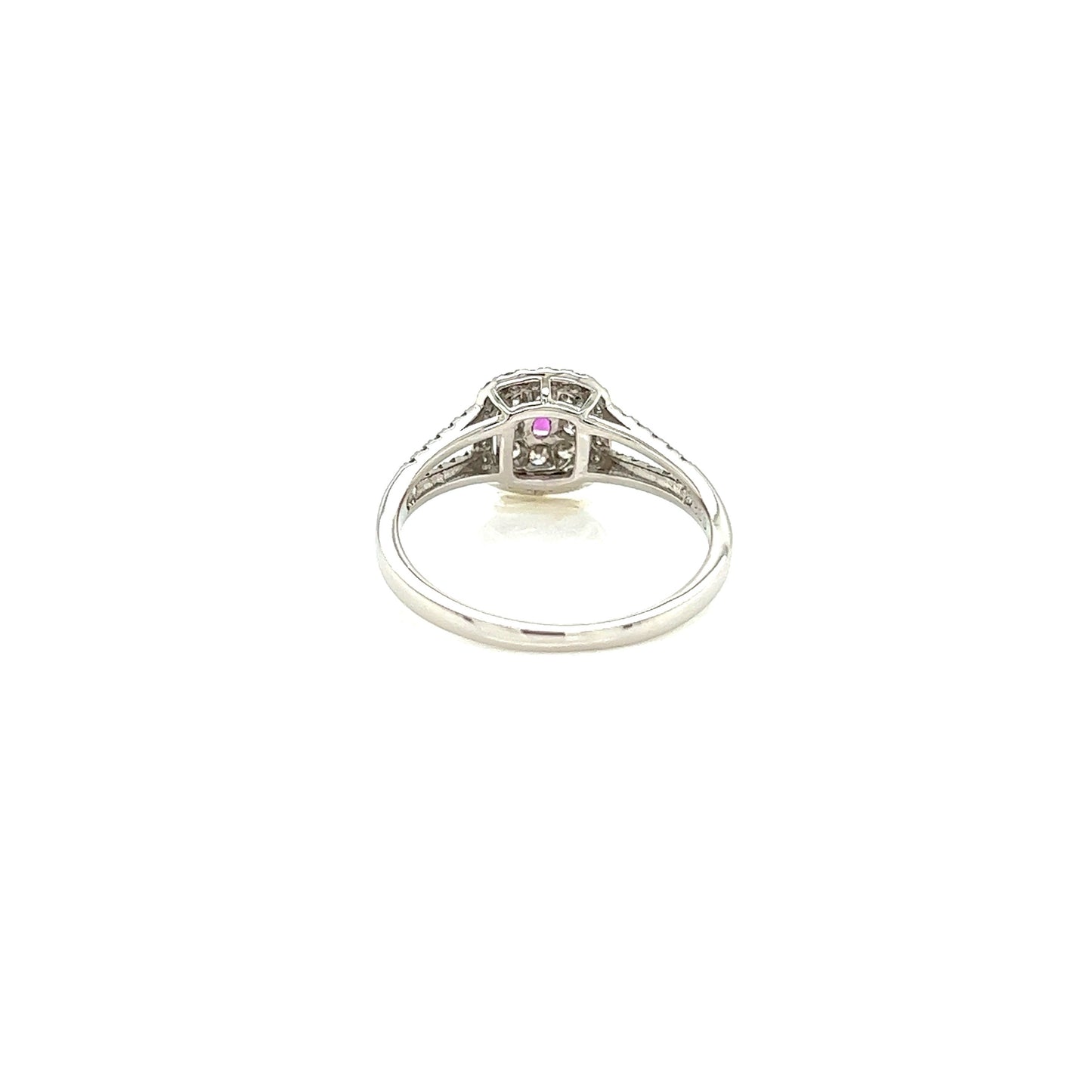 Square Shape Pink Sapphire Pave ring 0.05/0.32ct