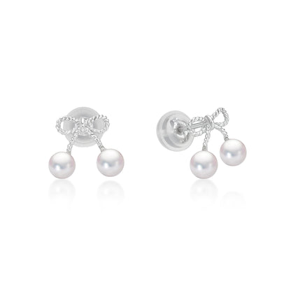 Ribbon Pearl Earrings