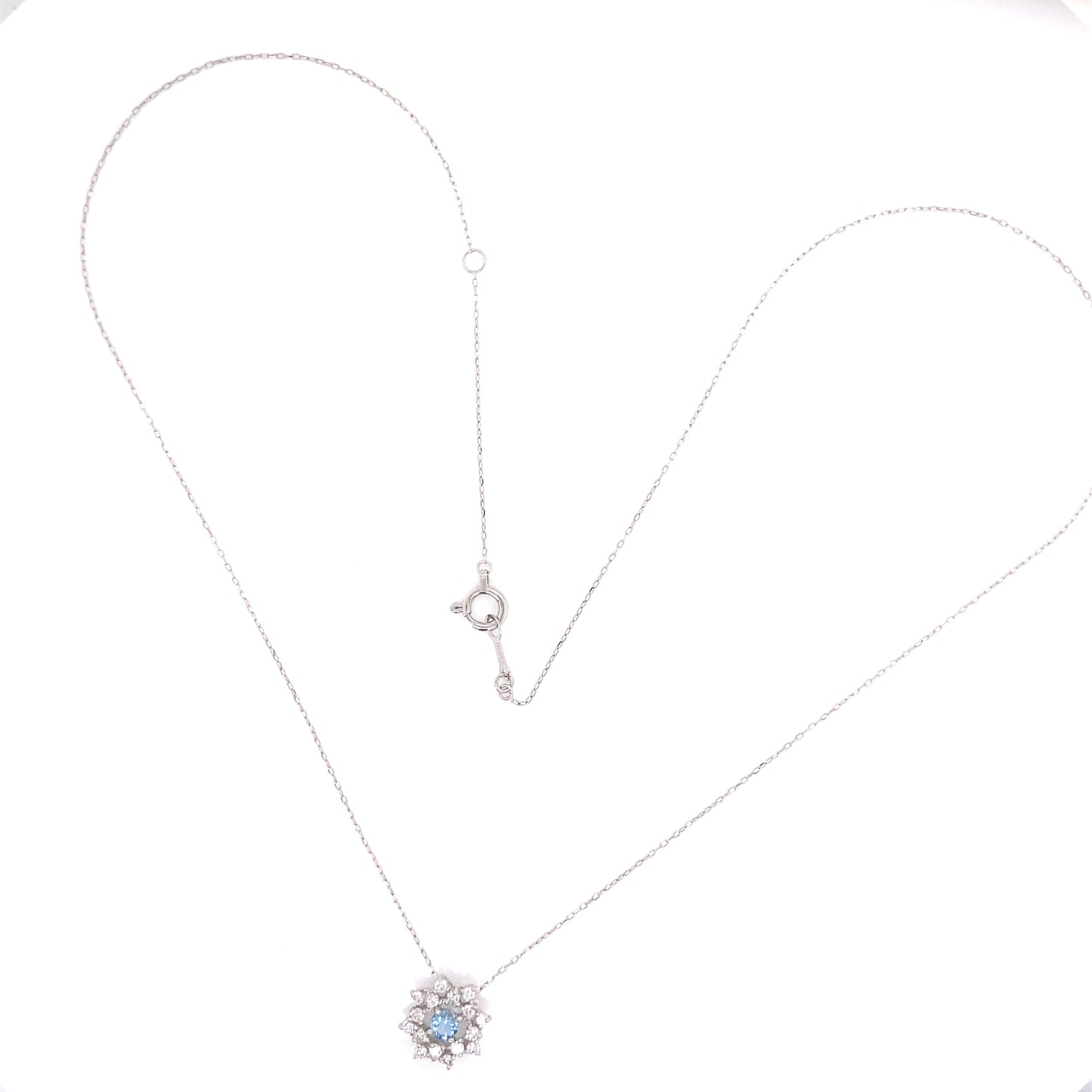 Flower Birthstone Necklace 0.16ct (Mar - Aquamarine)