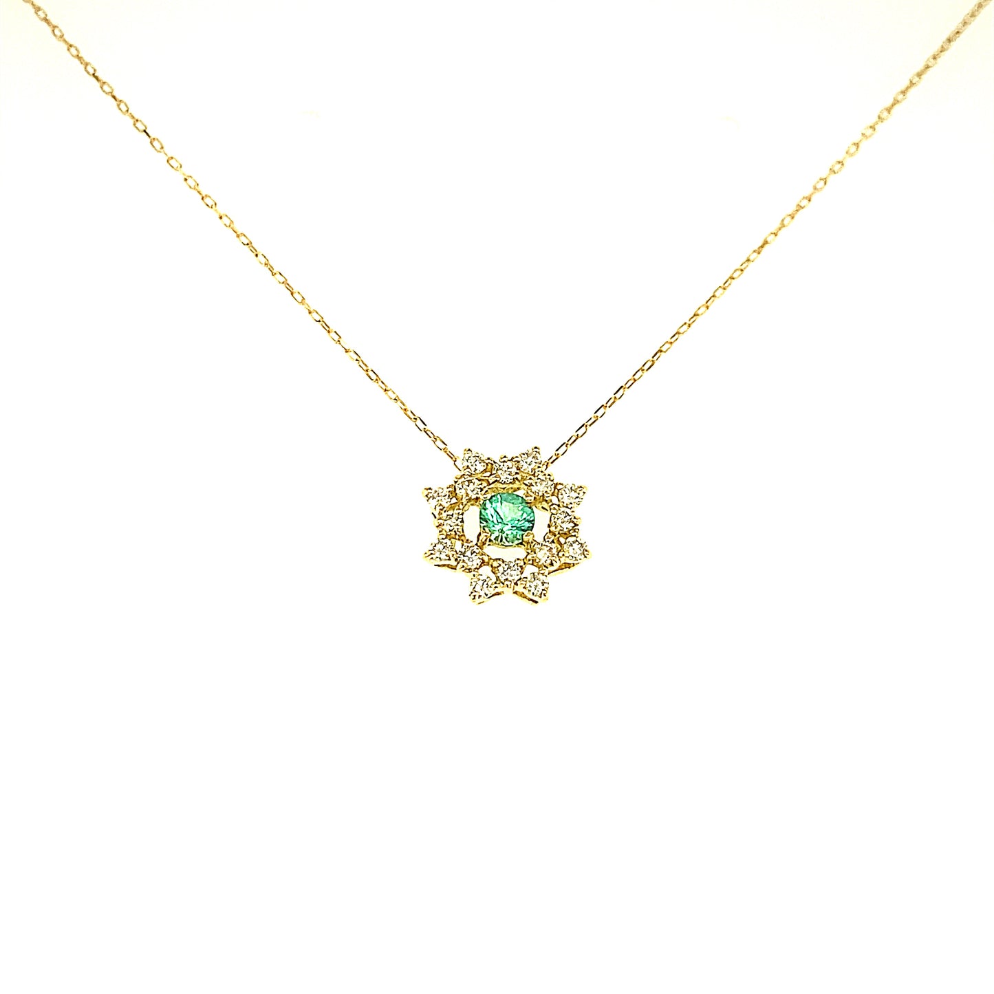 Flower Birthstone Necklace 0.16ct (May - Emerald)