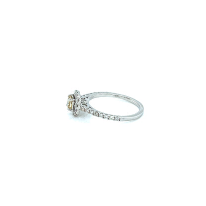Four claw Yellow Dia Square Pave ring 0.3/0.45ct