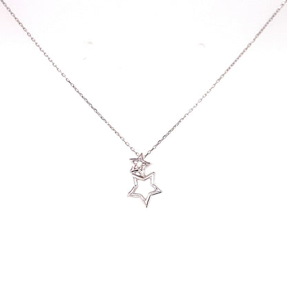 Single Dia Double Star Necklace 0.01ct