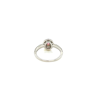 Oval Shape Pink Tourmaline Pave ring 0.14/0.34ct