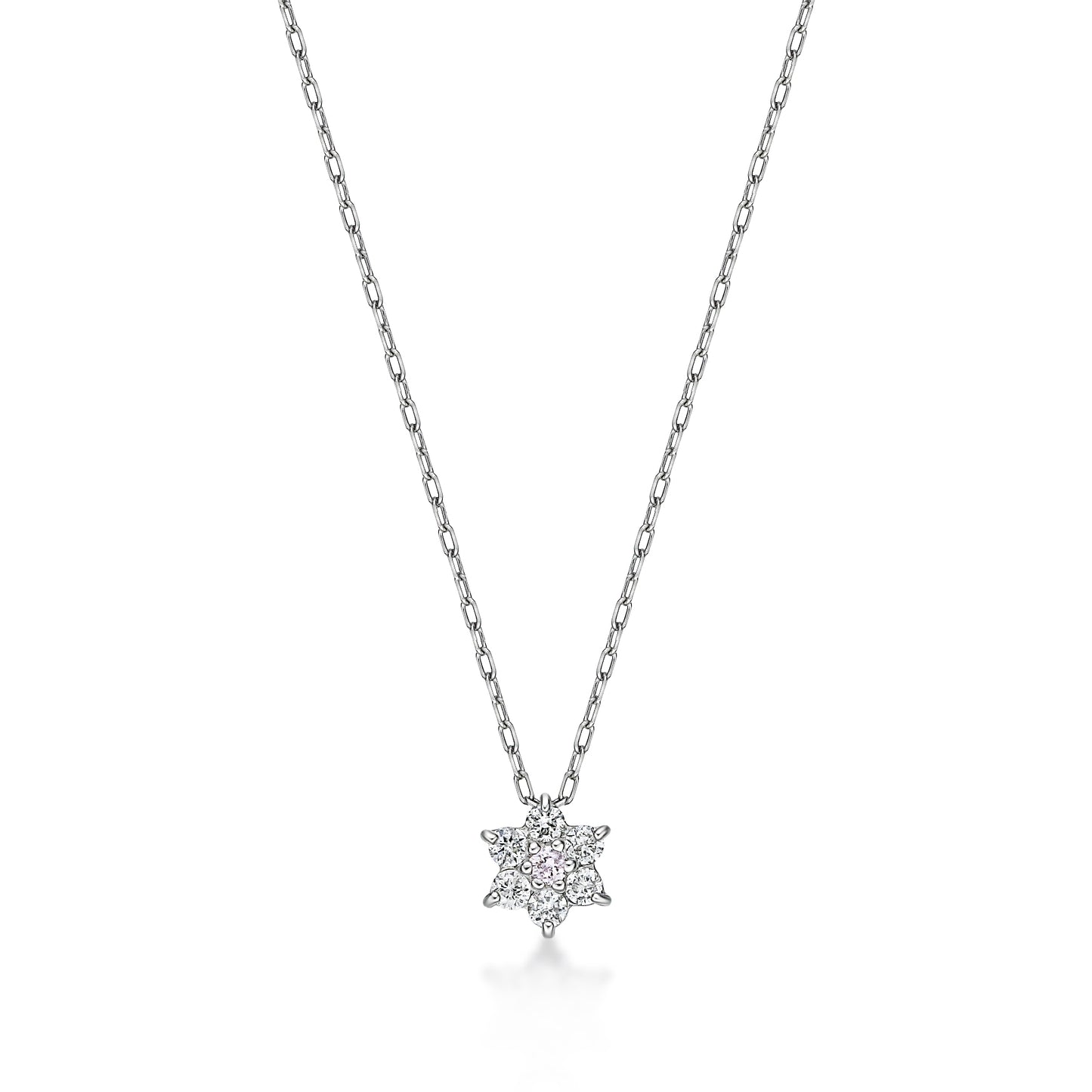 Pink Dia Hexagram Necklace 0.012ct/0.08ct