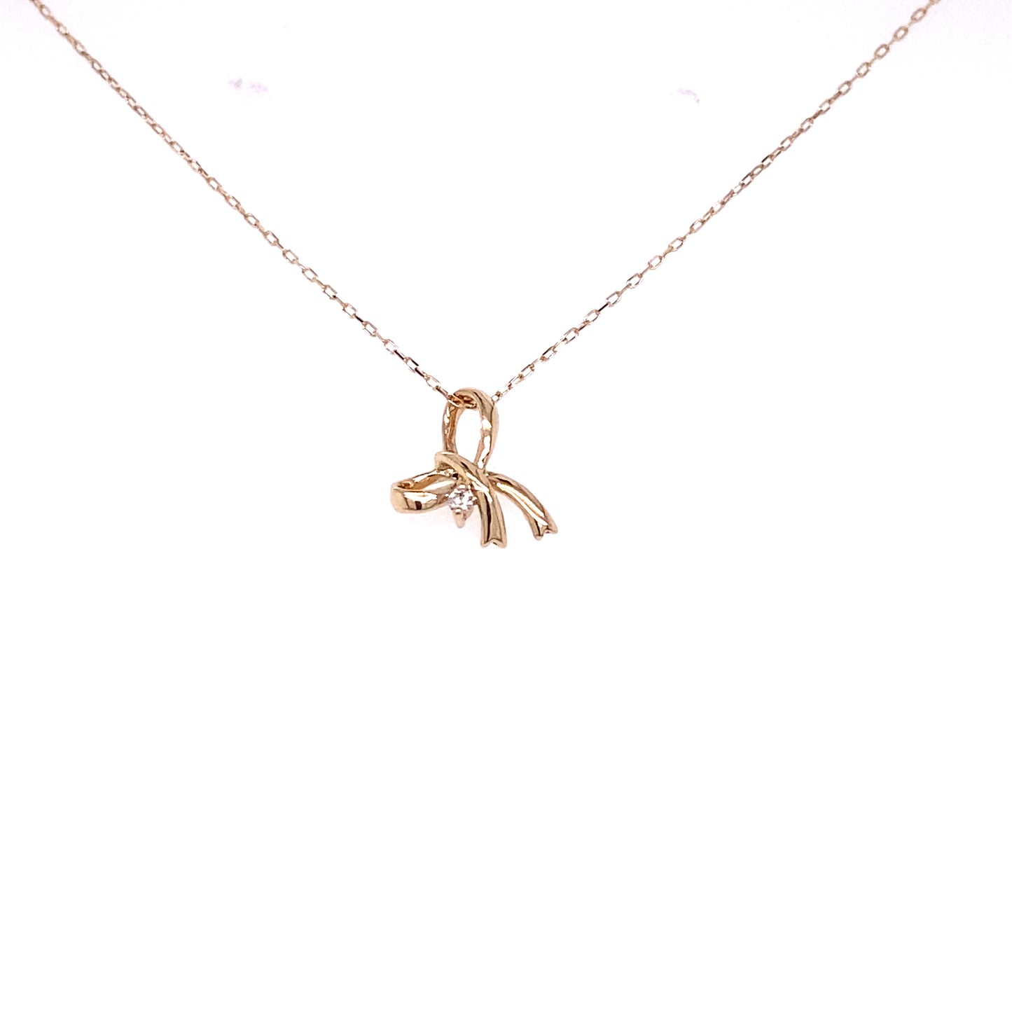 Single Dia Ribbon Necklace 0.01ct