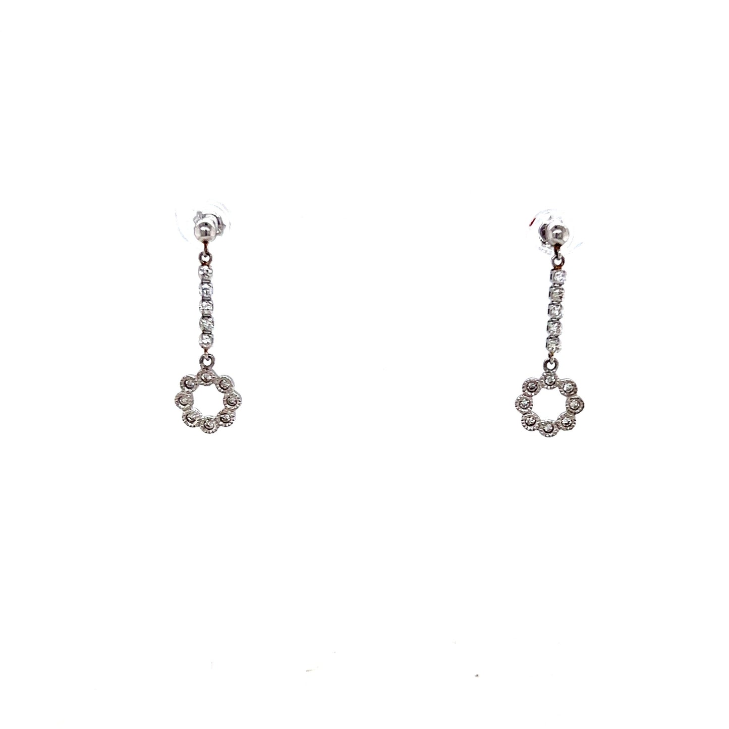 Hollow Round Dia Dangle Earrings 0.2ct