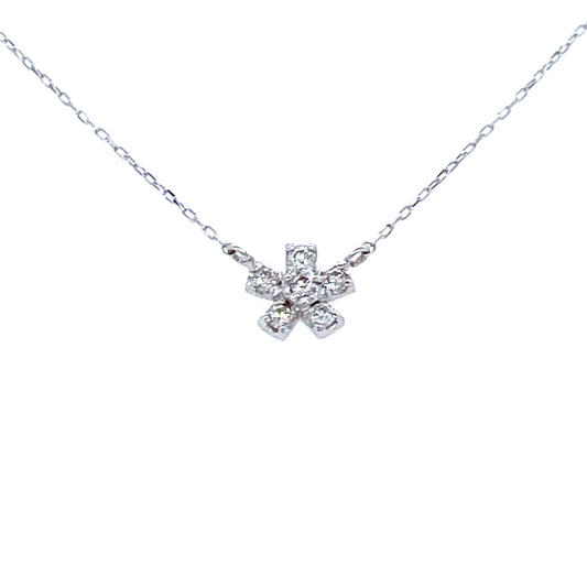 Square petal Flower Necklace 0.1ct