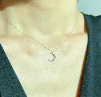 9 Dia Moon Necklace 0.1ct