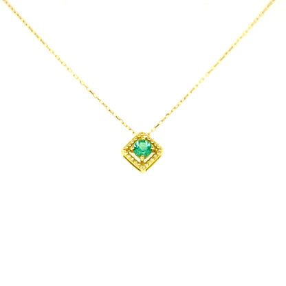 Rhombus Birthstone Necklace (May - Emerald)