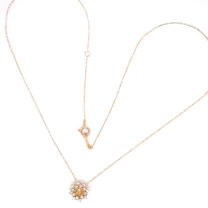 Flower Birthstone Necklace 0.16ct (Nov - Citrine)