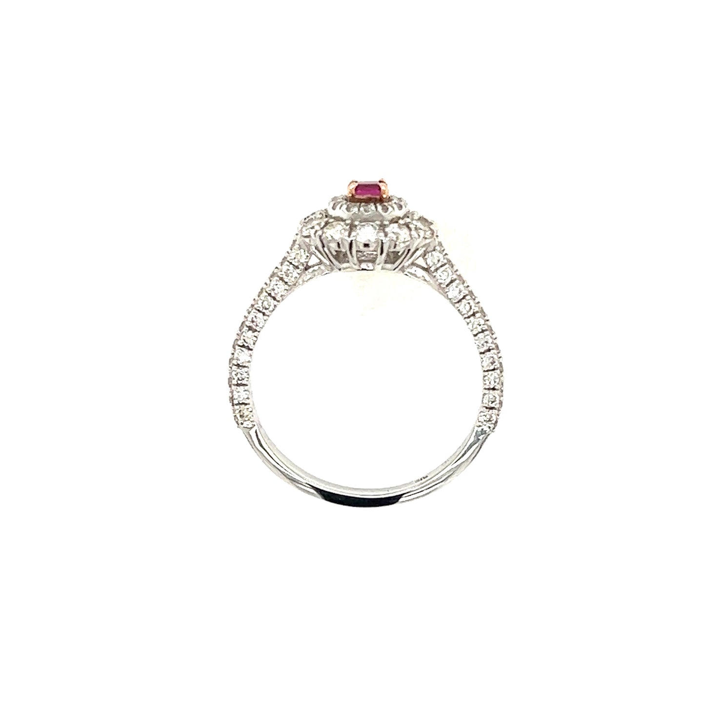 Flower Shape Ruby Pave ring 0.12/0.95ct