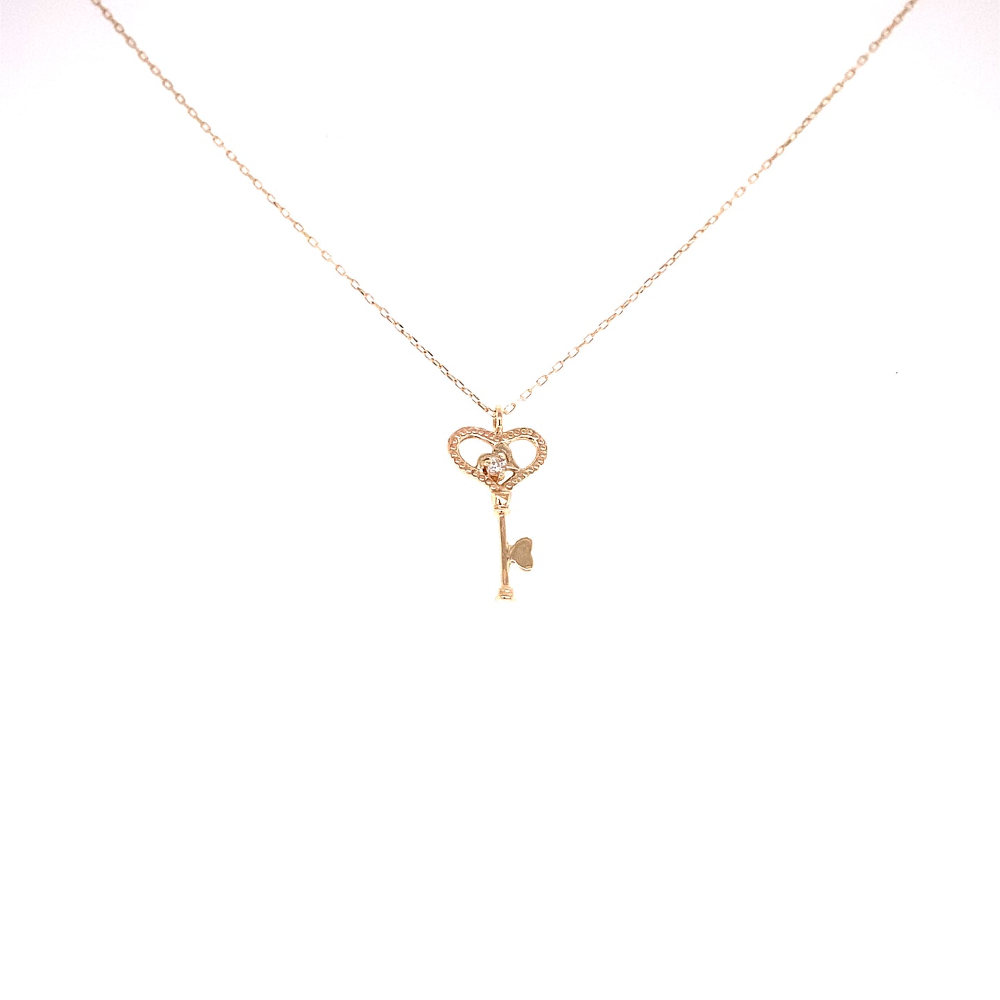 Single Dia Key Necklace 0.01ct