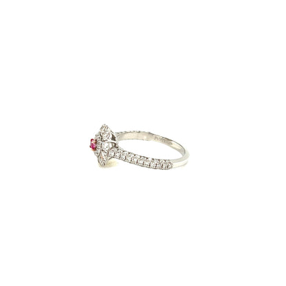 Flower Shape Pink Sapphire Pave ring 0.06/1ct