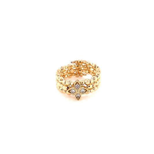 Four Petal Tip Flower Flexi Ring 0.12ct