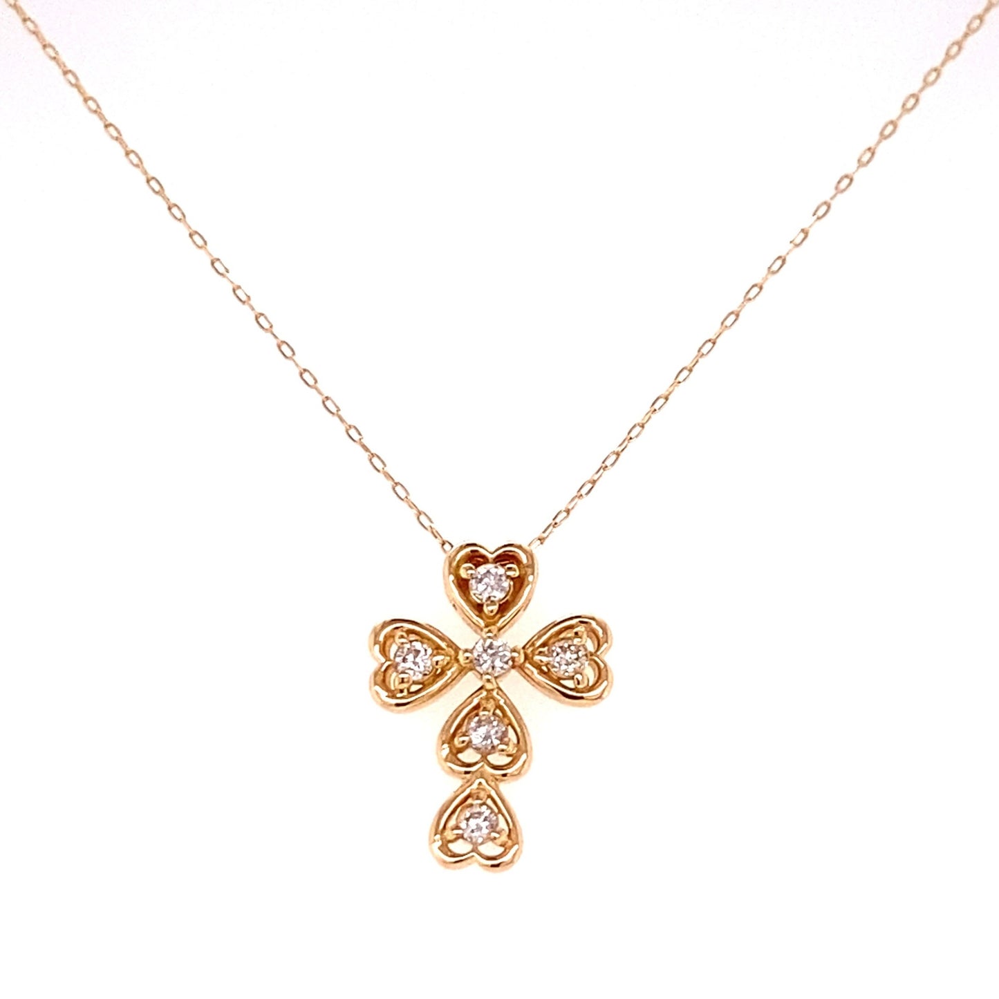 Heart Shape Cross Necklace 0.1ct