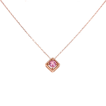 Rhombus Birthstone Necklace (Oct - Pink Tourmaline)