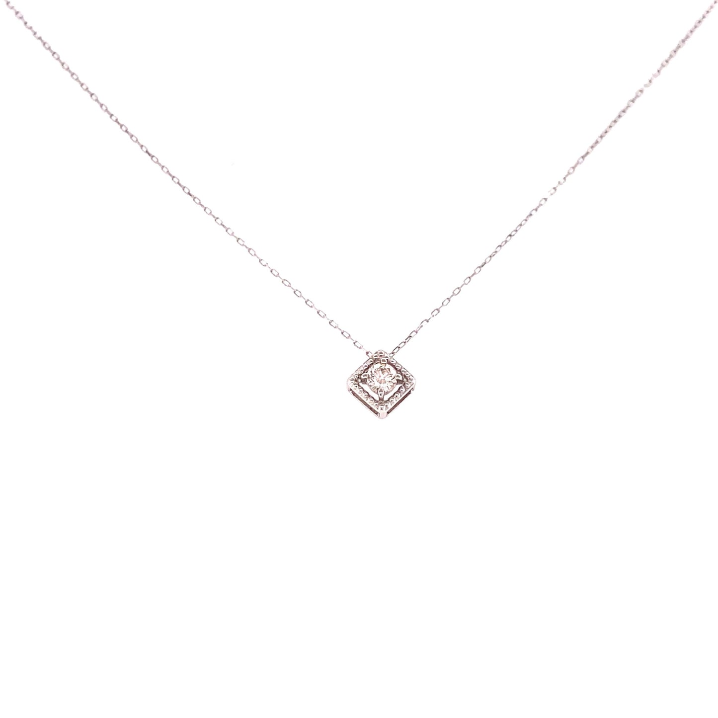 Rhombus Birthstone Necklace (Apr - Diamond)