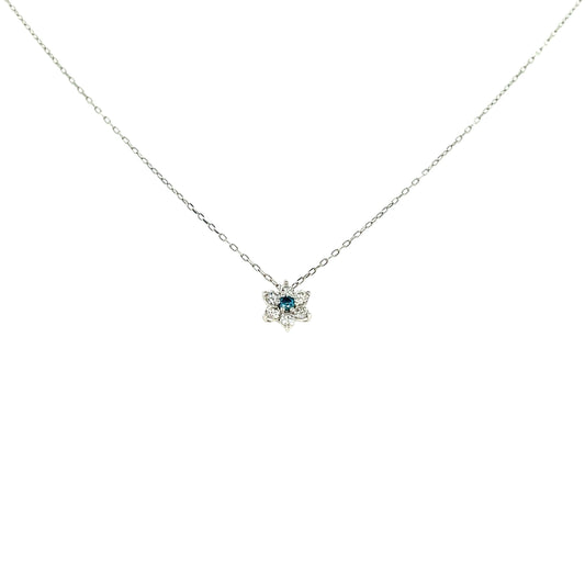 Treated Blue Dia Hexagram Star Necklace 0.02/0.14ct