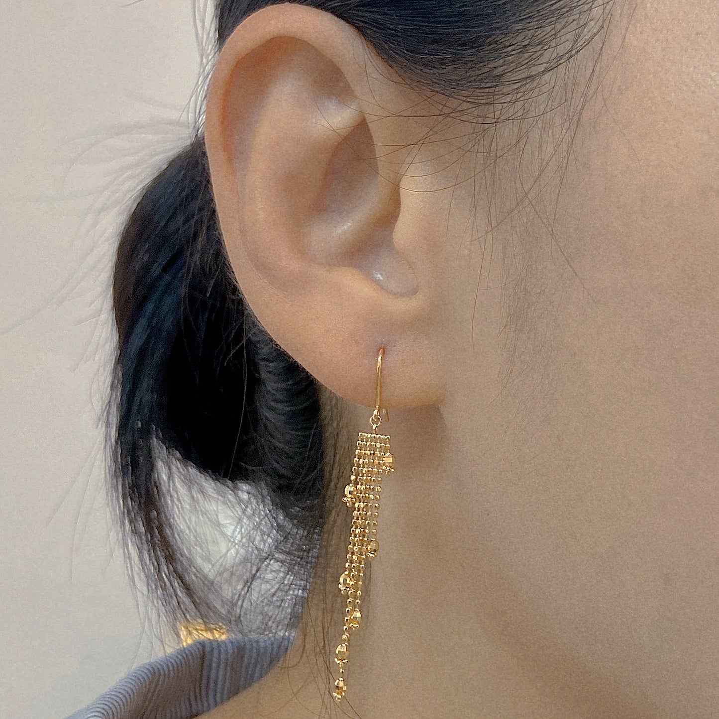 Gold Beads Drop Earrings