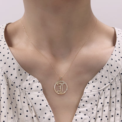 Gold Round Initial J Necklace