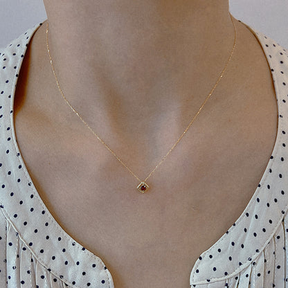 Rhombus Birthstone Necklace (Jan - Garnet)