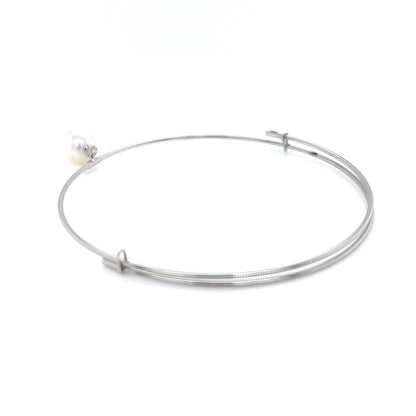 Single Akoya Pearl Wire Bangle 6.5mm