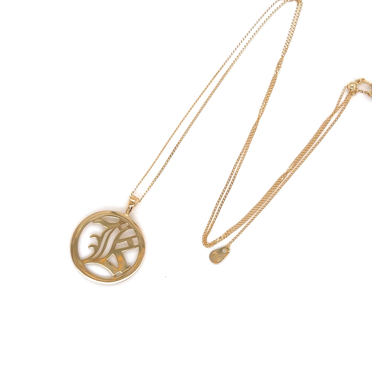 Gold Round Initial K Necklace