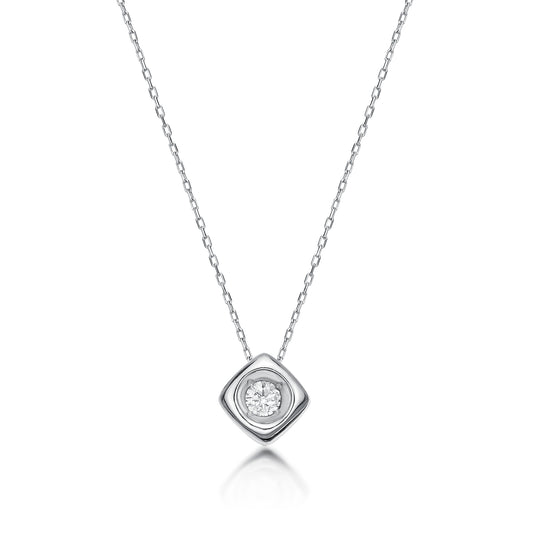 Single Dia Bezel Rhombus Necklace 0.08ct