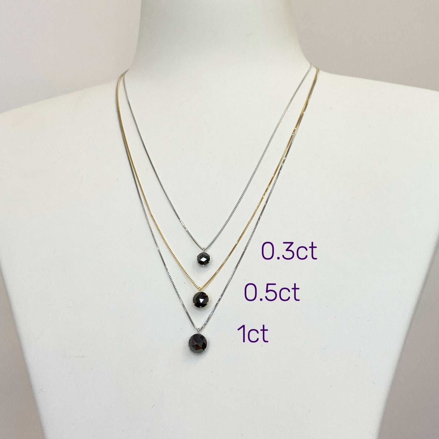 Single Black Dia Necklace 0.5ct