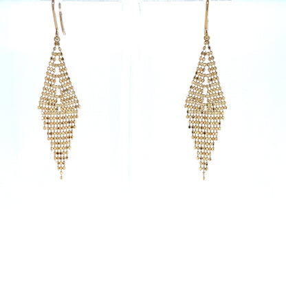 Gold Beads Rhombus Shape T Drop Earrings