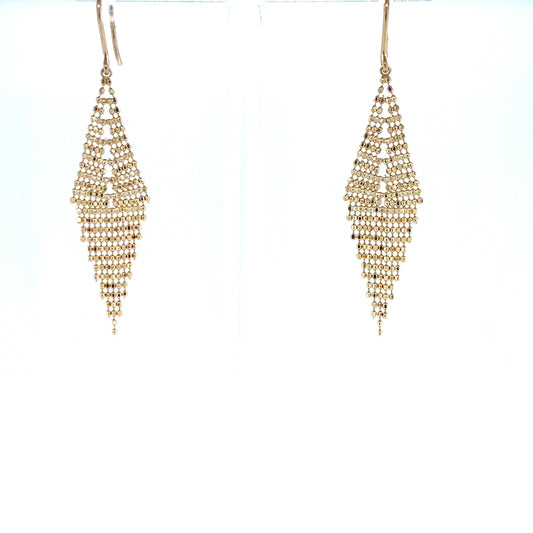 Gold Beads Rhombus Shape T Drop Earrings