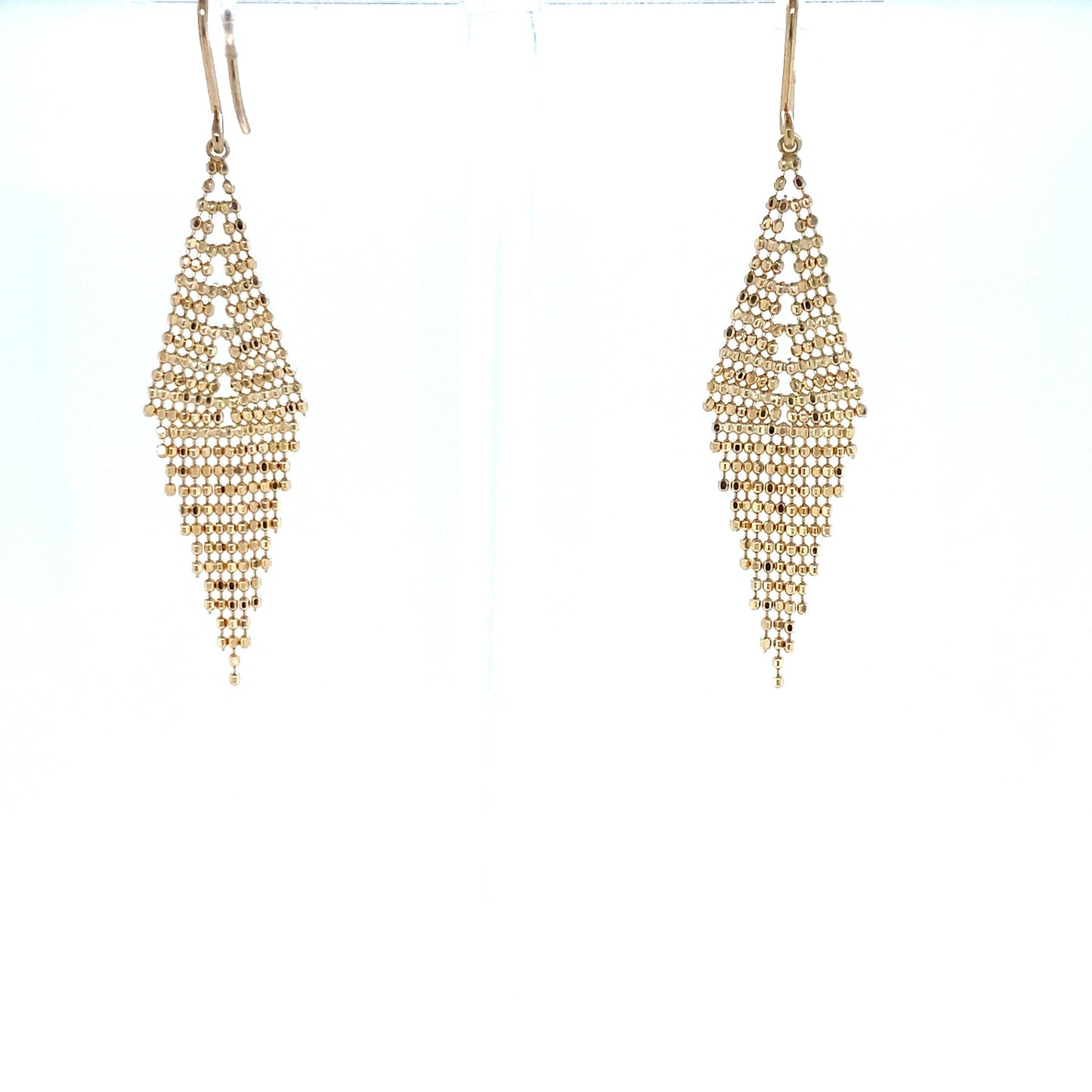 Gold Beads Rhombus Shape T Drop Earrings