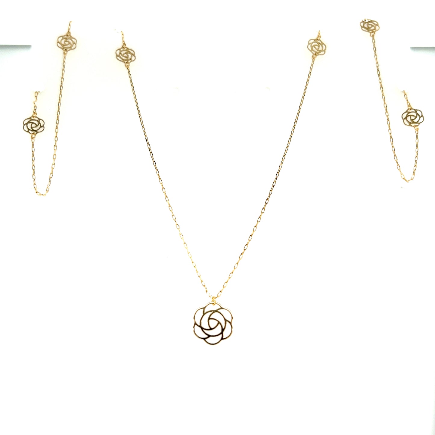 Long type Gold Hollow Flower Necklace