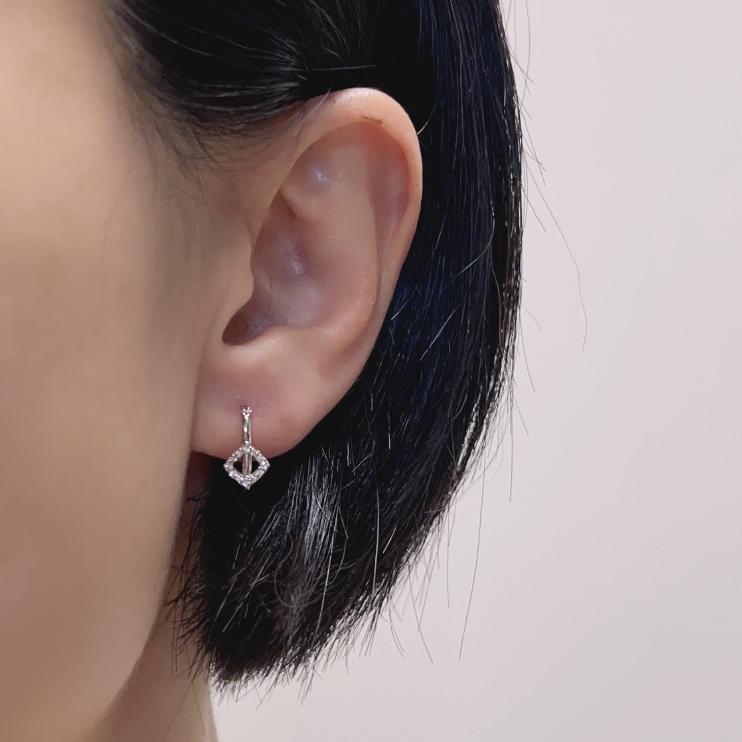 Hollow Rhombus Hoop Earrings 0.12ct