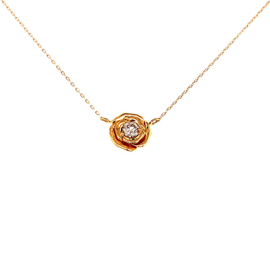 Single Dia Rose Necklace 0.1ct